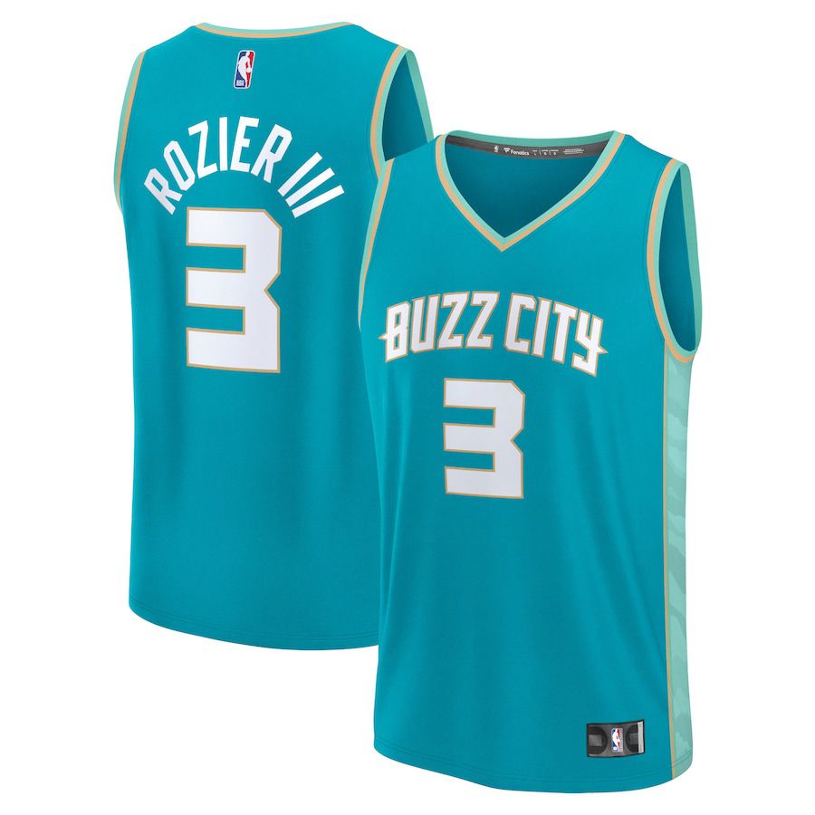 Men Charlotte Hornets #3 Terry Rozier Fanatics Branded Teal City Edition 2023- 24 Fast Break NBA Jersey->charlotte hornets->NBA Jersey